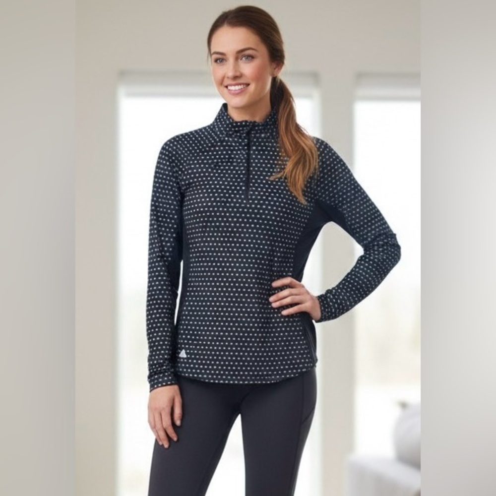 Adidas Aeroready Black & White Geometric 1/4 Zip Pullover Sweater, size XS